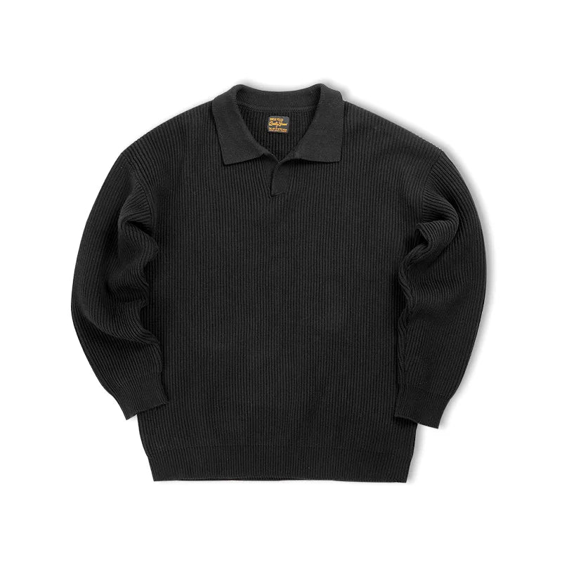 Retro Knit Polo Sweater Vintage-inspired comfort with modern appeal