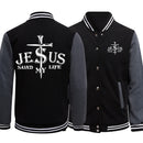 Jesus Saved My Life Jacket – Varsity streetwear with a bold message