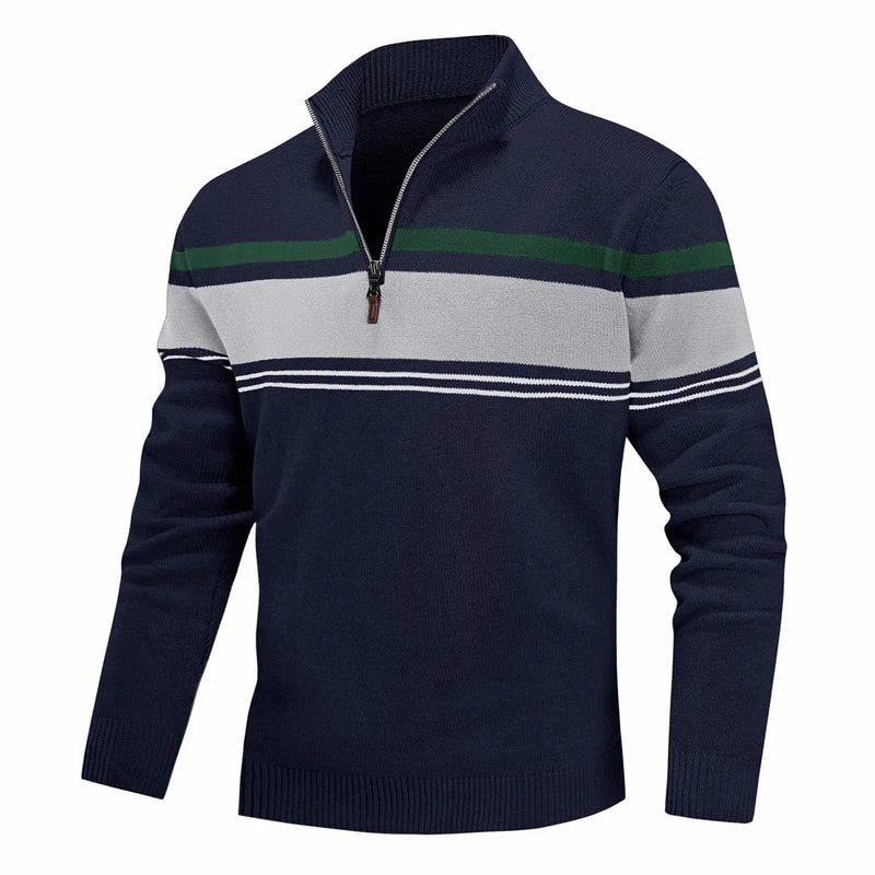 Striped Quarter-Zip Sweater Smart layering with timeless stripes