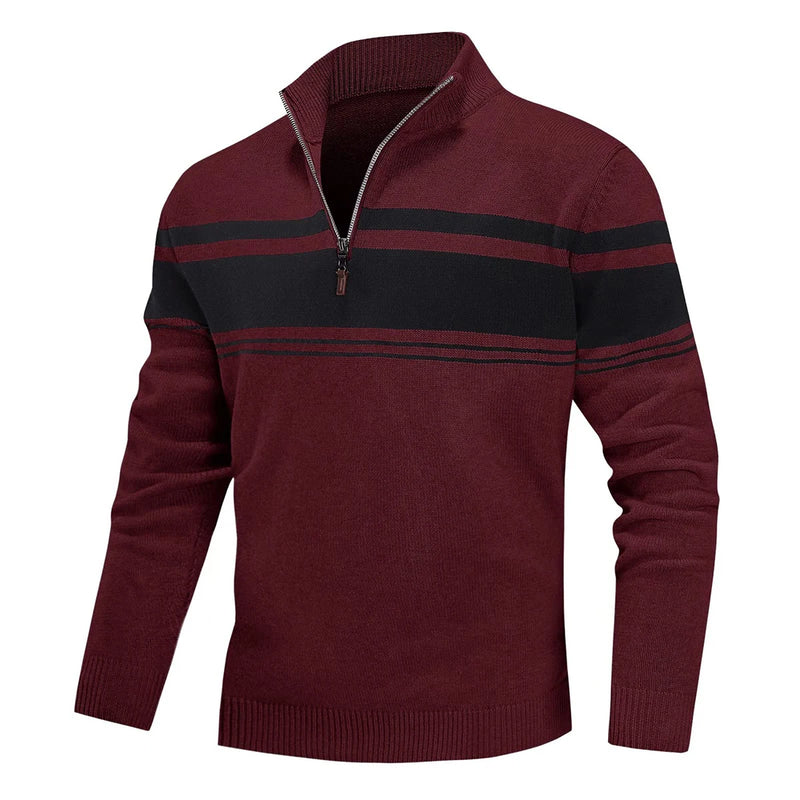 Striped Quarter-Zip Sweater Smart layering with timeless stripes