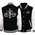 Jesus Saved My Life Jacket – Varsity streetwear with a bold message