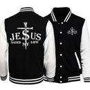 Jesus Saved My Life Jacket – Varsity streetwear with a bold message